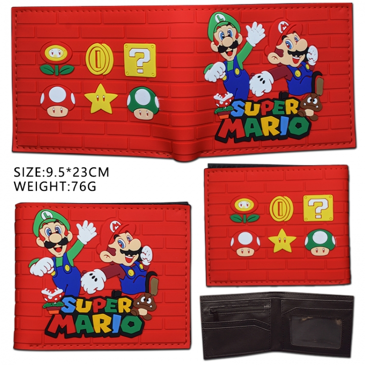 Super Mario Silicone PVC Wallet Short Half Fold Wallet 9.5X23CM