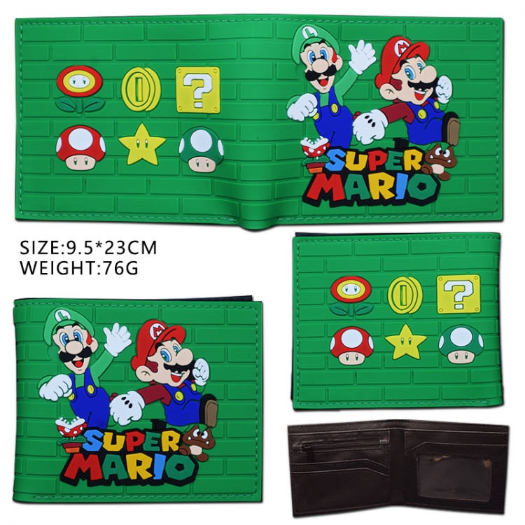 Super Mario Silicone PVC Wallet Short Half Fold Wallet 9.5X23CM