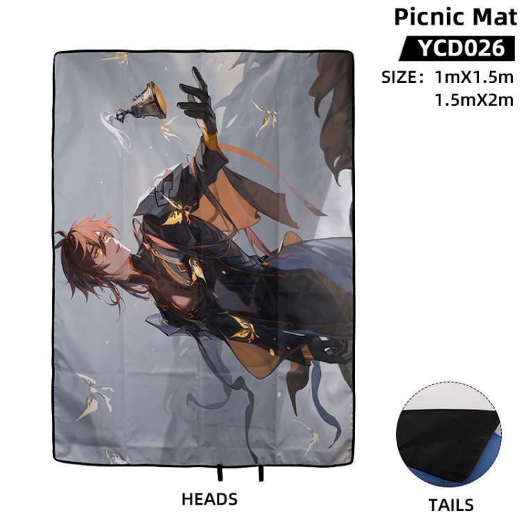 Genshin Impact Anime surrounding picnic mat 100X150cm supports customization with a single image YCD026