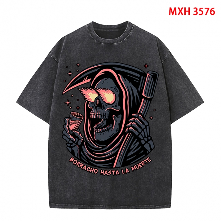 Chaopai Anime peripheral pure cotton washed and worn T-shirt from S to 4XL MXH-3576