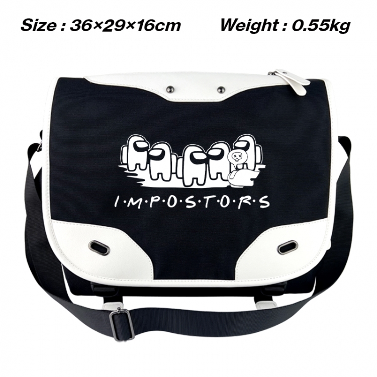 among us Black and white anime waterproof nylon shoulder messenger bag schoolbag 36X29X16CM