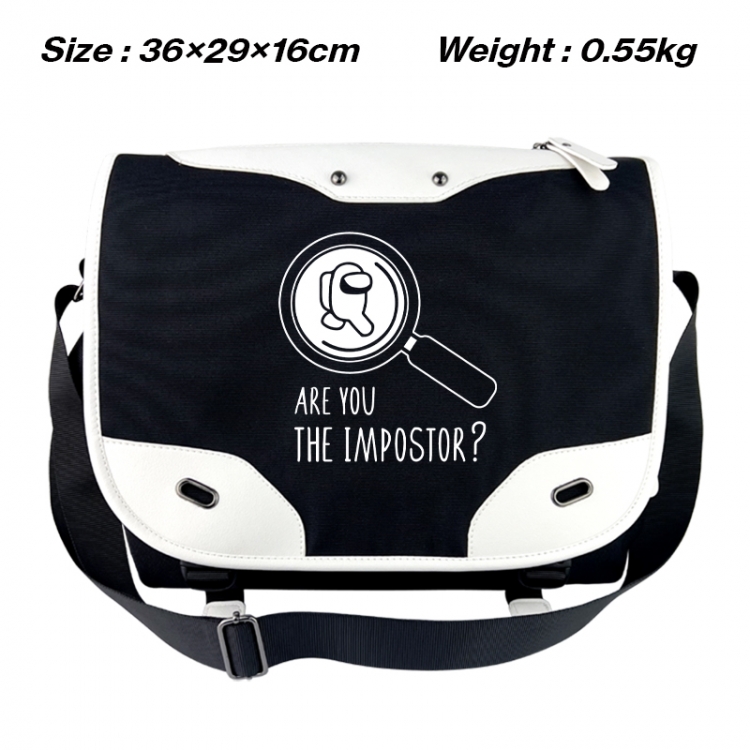 among us Black and white anime waterproof nylon shoulder messenger bag schoolbag 36X29X16CM