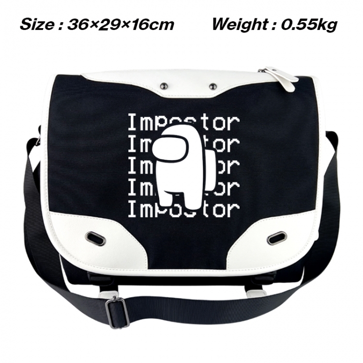 among us Black and white anime waterproof nylon shoulder messenger bag schoolbag 36X29X16CM