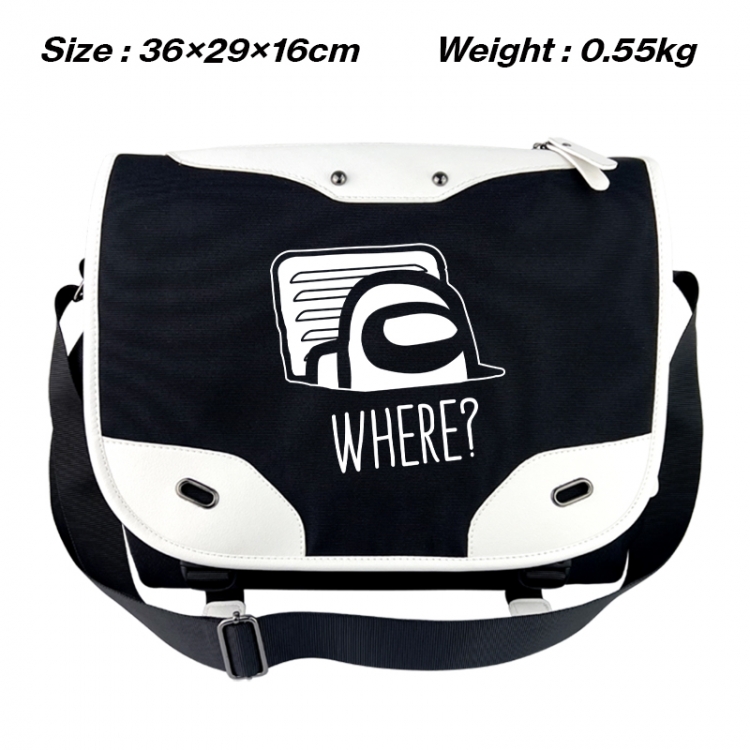 among us Black and white anime waterproof nylon shoulder messenger bag schoolbag 36X29X16CM