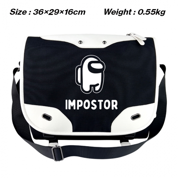 among us Black and white anime waterproof nylon shoulder messenger bag schoolbag 36X29X16CM