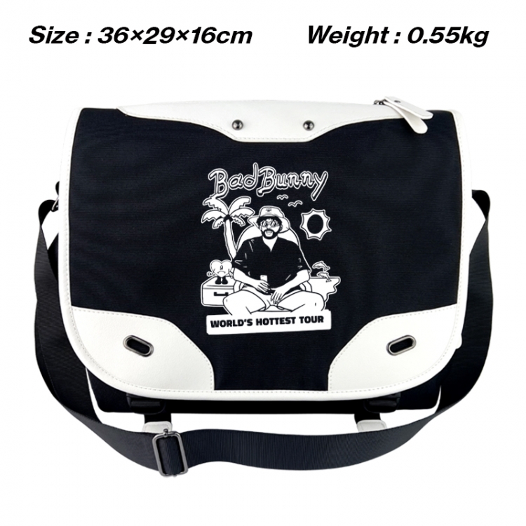 bad bunny Black and white anime waterproof nylon shoulder messenger bag schoolbag 36X29X16CM