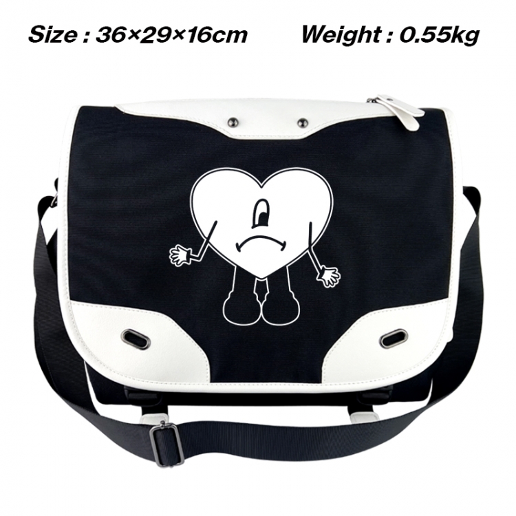 bad bunny Black and white anime waterproof nylon shoulder messenger bag schoolbag 36X29X16CM