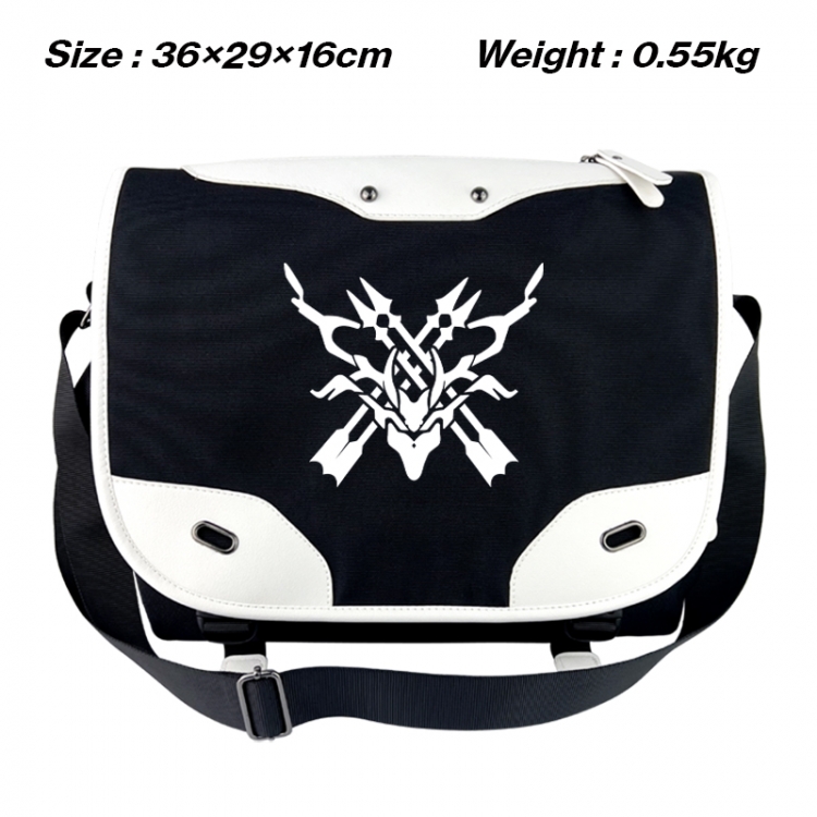 Honkai: Star Rail Black and white anime waterproof nylon shoulder messenger bag schoolbag 36X29X16CM