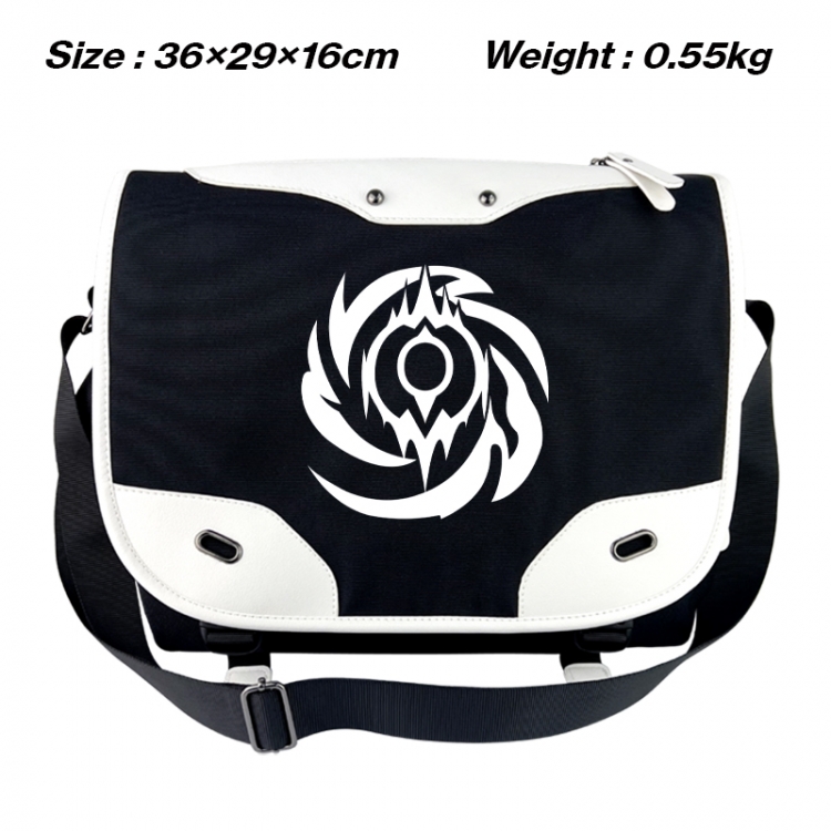 Honkai: Star Rail Black and white anime waterproof nylon shoulder messenger bag schoolbag 36X29X16CM