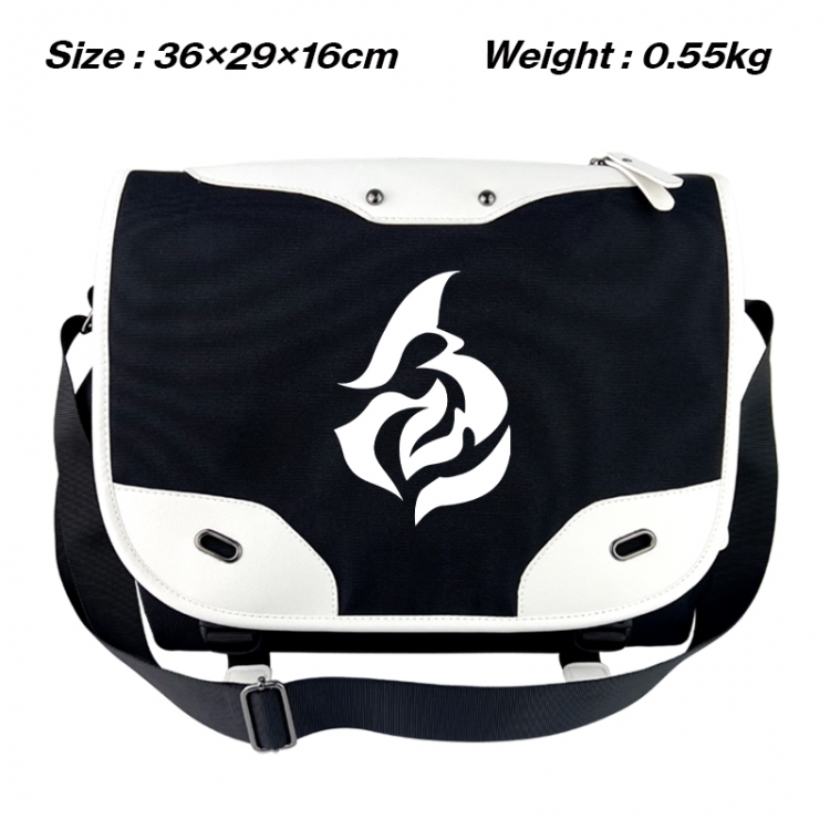 Honkai: Star Rail Black and white anime waterproof nylon shoulder messenger bag schoolbag 36X29X16CM