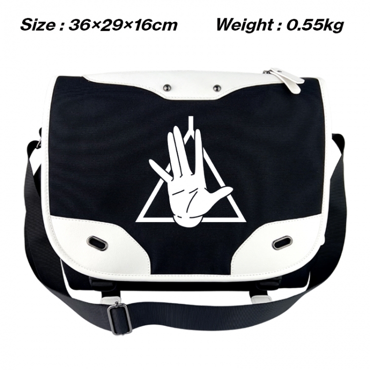 Chainsaw man Black and white anime waterproof nylon shoulder messenger bag schoolbag 36X29X16CM