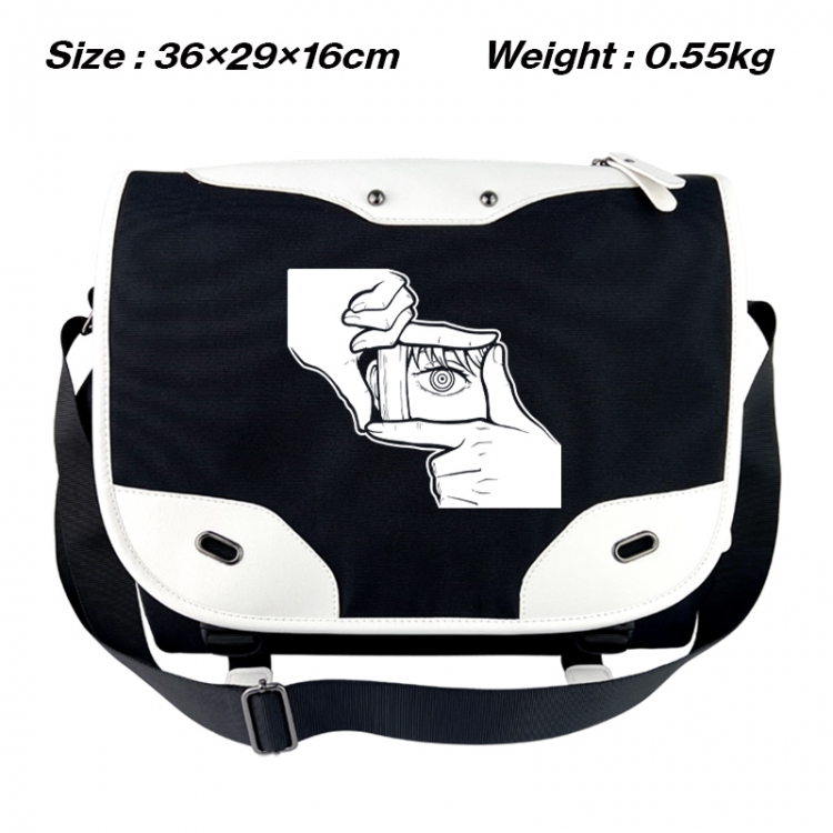 Chainsaw man Black and white anime waterproof nylon shoulder messenger bag schoolbag 36X29X16CM