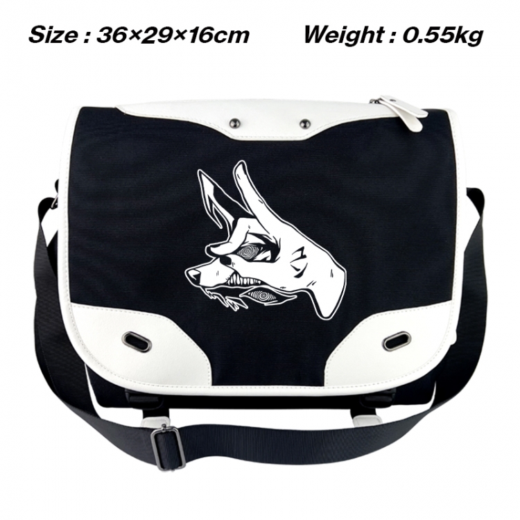 Chainsaw man Black and white anime waterproof nylon shoulder messenger bag schoolbag 36X29X16CM