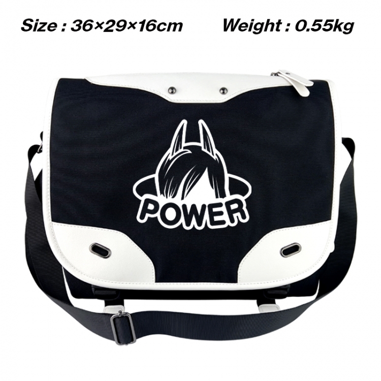 Chainsaw man Black and white anime waterproof nylon shoulder messenger bag schoolbag 36X29X16CM