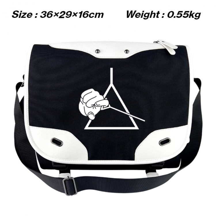 Chainsaw man Black and white anime waterproof nylon shoulder messenger bag schoolbag 36X29X16CM