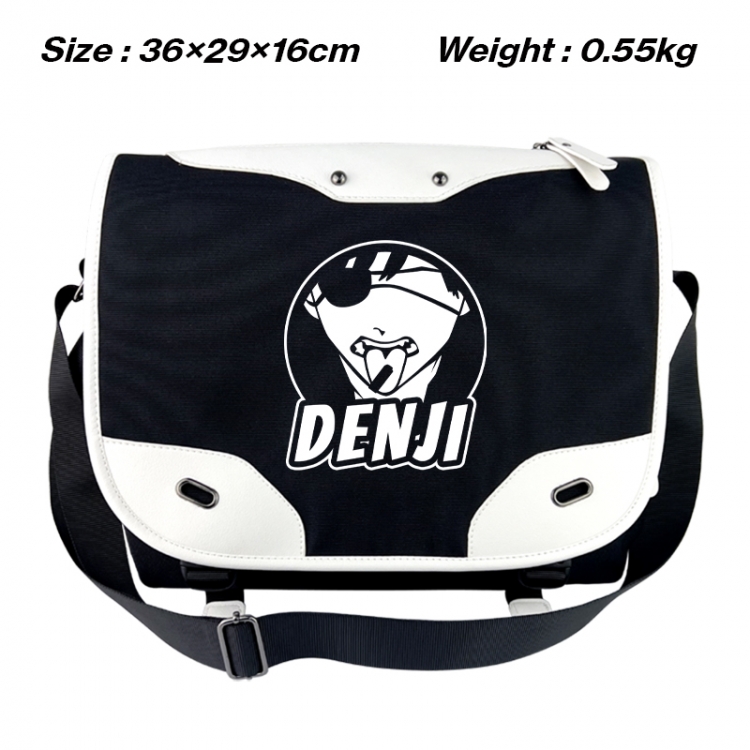 Chainsaw man Black and white anime waterproof nylon shoulder messenger bag schoolbag 36X29X16CM