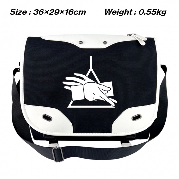 Chainsaw man Black and white anime waterproof nylon shoulder messenger bag schoolbag 36X29X16CM