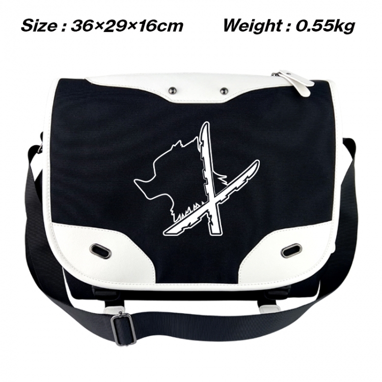 Demon Slayer Kimets Black and white anime waterproof nylon shoulder messenger bag schoolbag 36X29X16CM