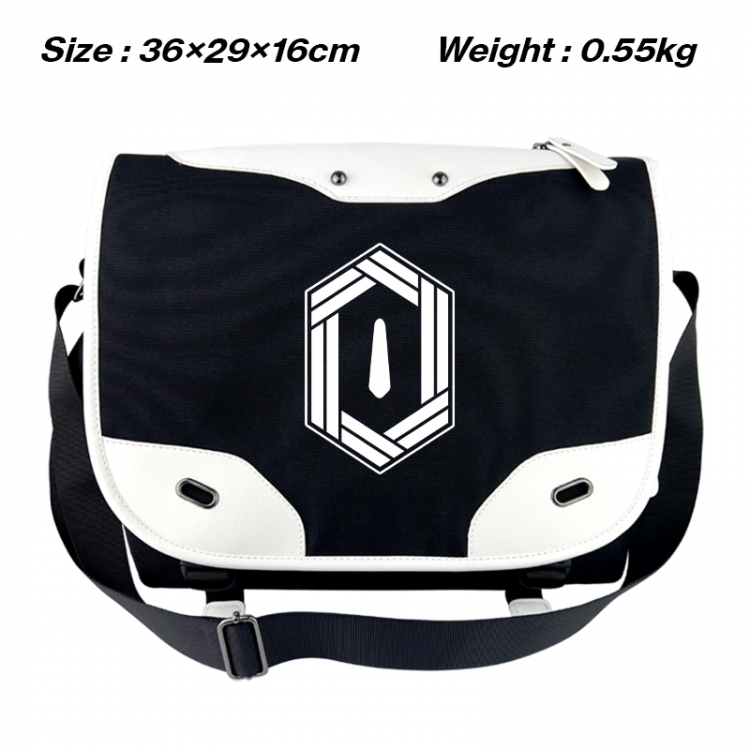 Demon Slayer Kimets Black and white anime waterproof nylon shoulder messenger bag schoolbag 36X29X16CM