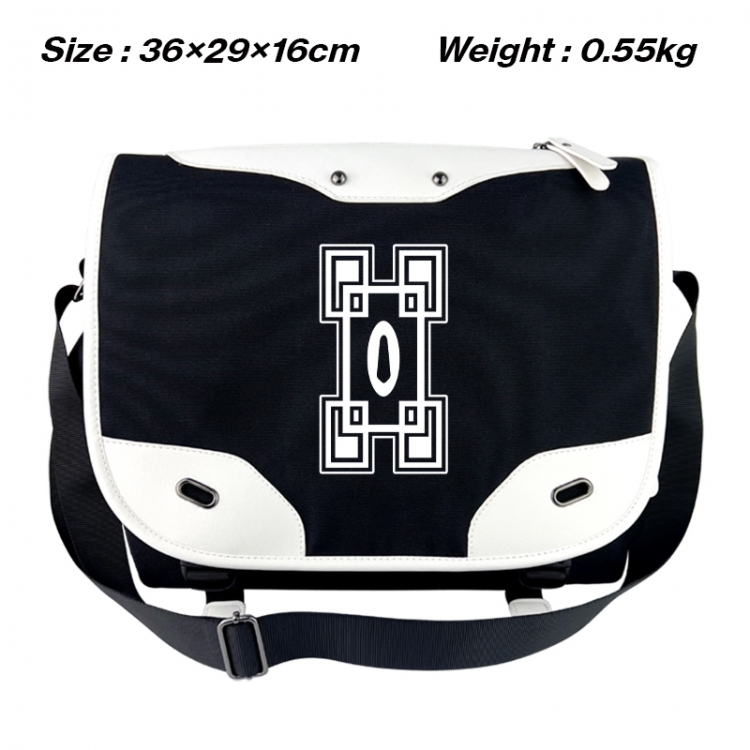 Demon Slayer Kimets Black and white anime waterproof nylon shoulder messenger bag schoolbag 36X29X16CM