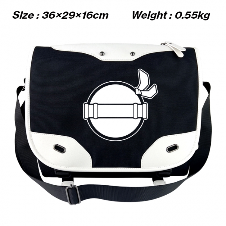 Demon Slayer Kimets Black and white anime waterproof nylon shoulder messenger bag schoolbag 36X29X16CM