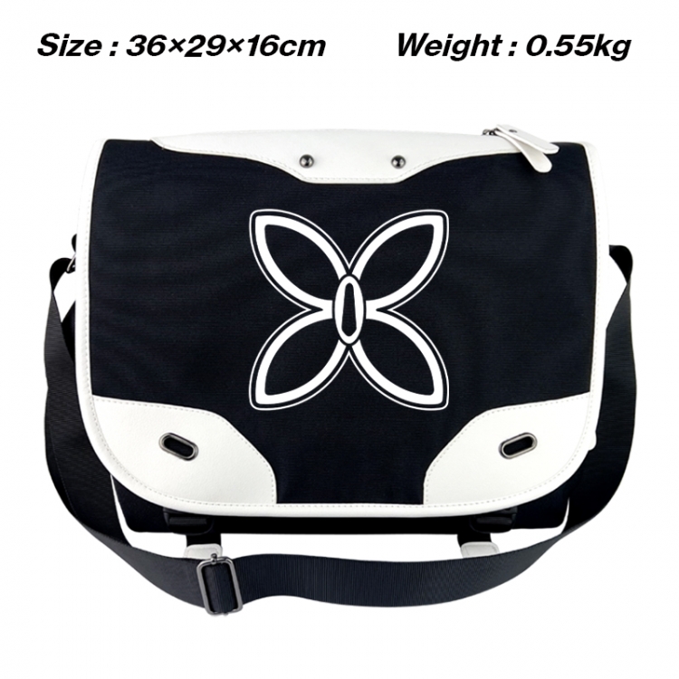 Demon Slayer Kimets Black and white anime waterproof nylon shoulder messenger bag schoolbag 36X29X16CM