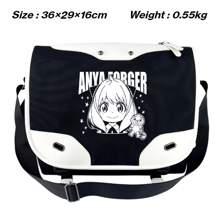 SPY×FAMILY Black and white anime waterproof nylon shoulder messenger bag schoolbag 36X29X16CM