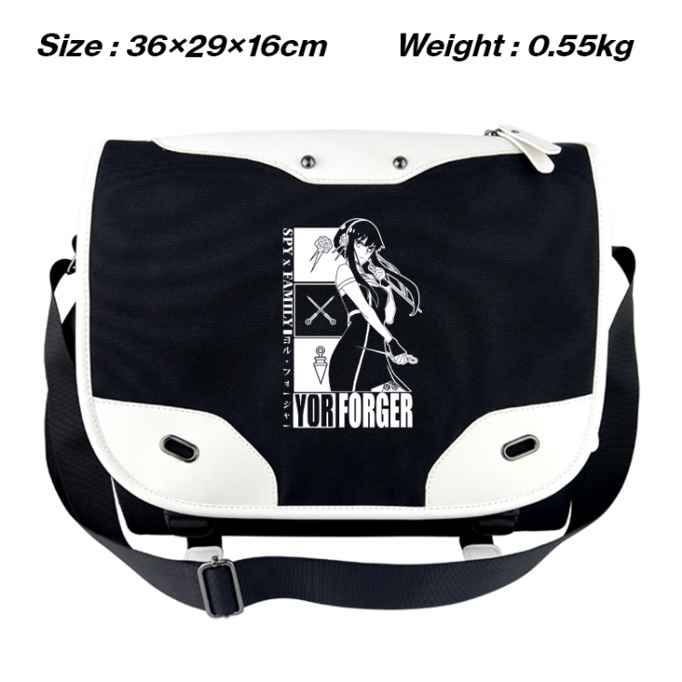 SPY×FAMILY Black and white anime waterproof nylon shoulder messenger bag schoolbag 36X29X16CM