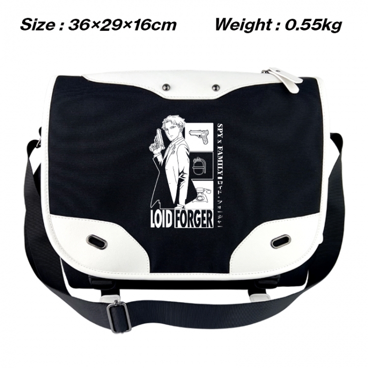 SPY×FAMILY Black and white anime waterproof nylon shoulder messenger bag schoolbag 36X29X16CM