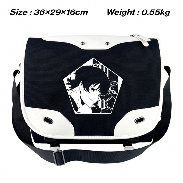 BLUE LOCK Black and white anime waterproof nylon shoulder messenger bag schoolbag 36X29X16CM