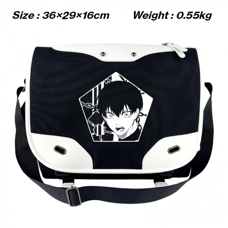 BLUE LOCK Black and white anime waterproof nylon shoulder messenger bag schoolbag 36X29X16CM