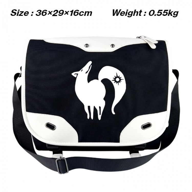 The Seven Deadly Sins Black and white anime waterproof nylon shoulder messenger bag schoolbag 36X29X16CM