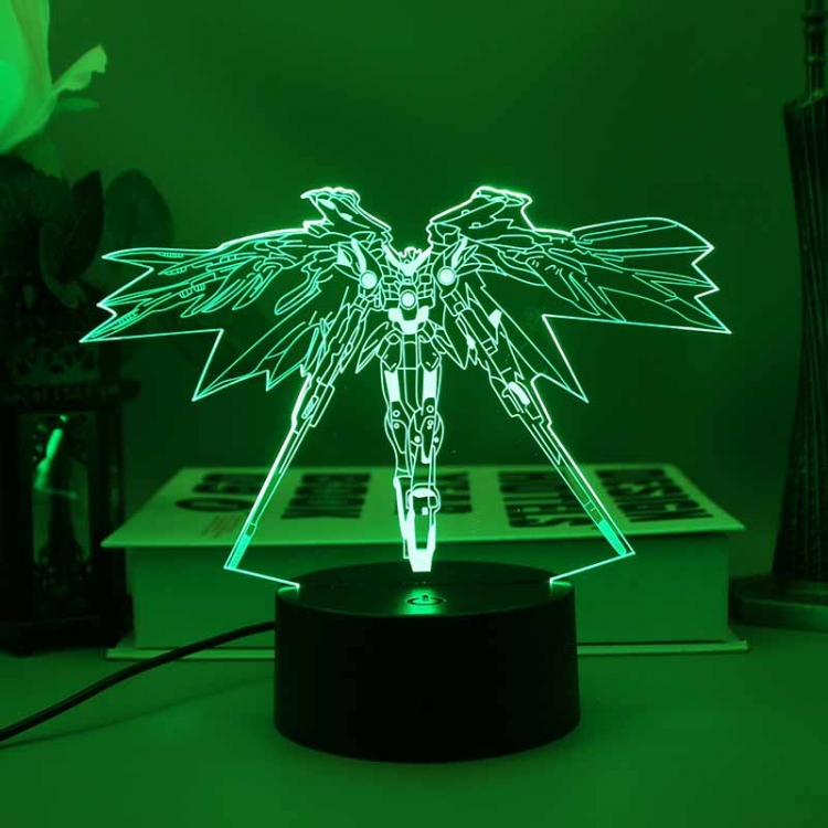 robot 3D night light USB touch switch colorful acrylic table lamp BLACK BASE