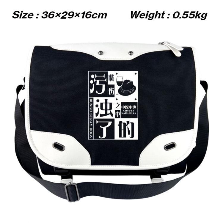 Bungo Stray Dogs Black and white anime waterproof nylon shoulder messenger bag schoolbag 36X29X16CM