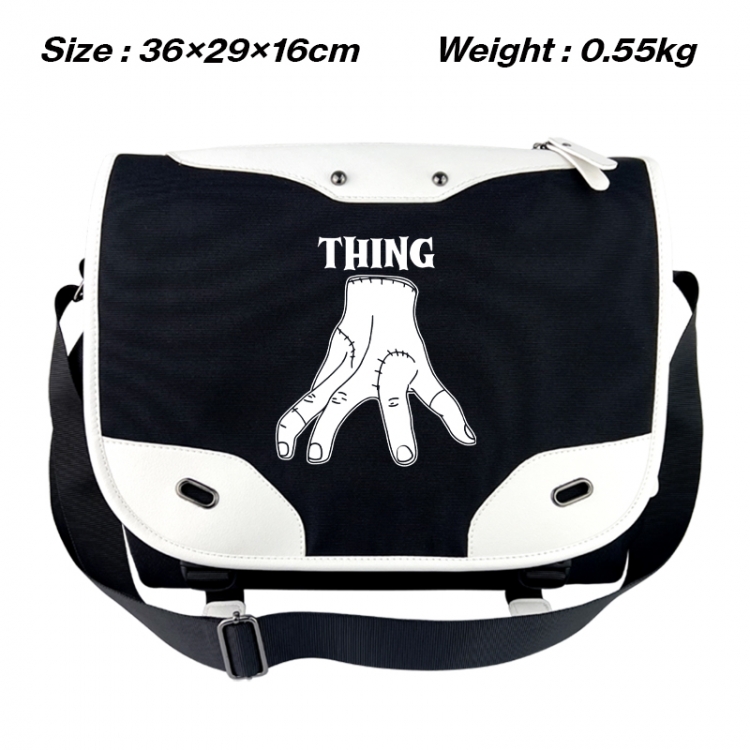 Black Wednesday Black and white anime waterproof nylon shoulder messenger bag schoolbag 36X29X16CM