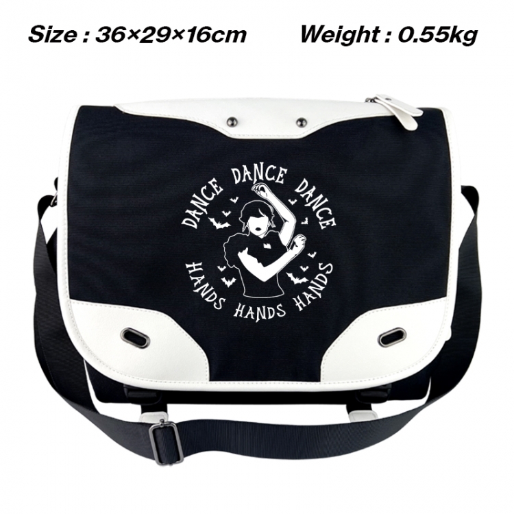 Black Wednesday Black and white anime waterproof nylon shoulder messenger bag schoolbag 36X29X16CM