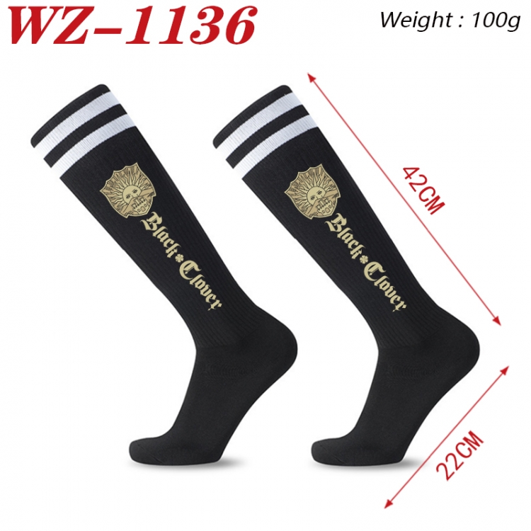 Black Clover Embroidered sports football socks Knitted wool socks 42x22cm  WZ-1136