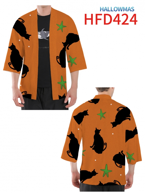 Hallowmas Anime peripheral full-color short kimono from S to 4XL HFD-424-1