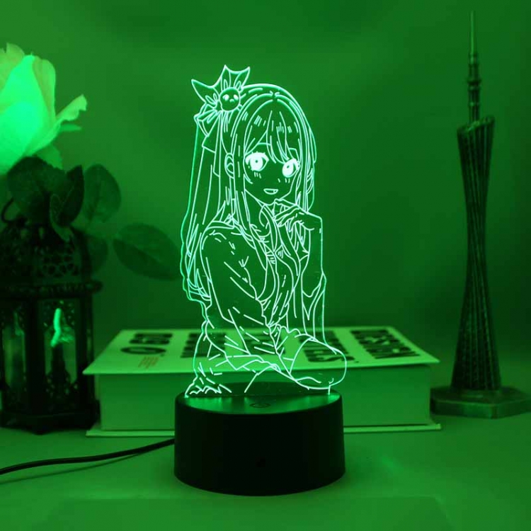 Oshi no ko 3D night light USB touch switch colorful acrylic table lamp BLACK BASE