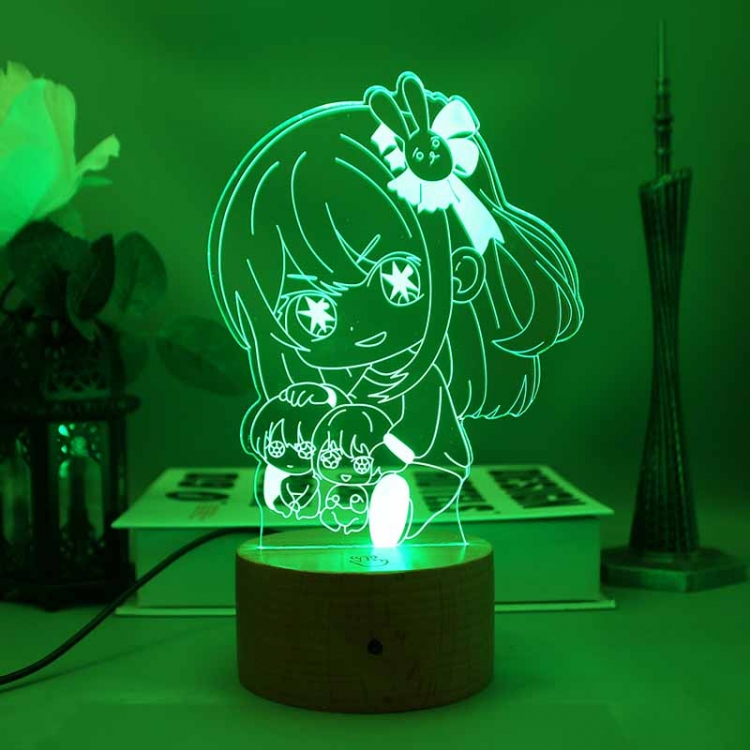 Oshi no ko 3D night light USB touch switch colorful acrylic table lamp BLACK BASE