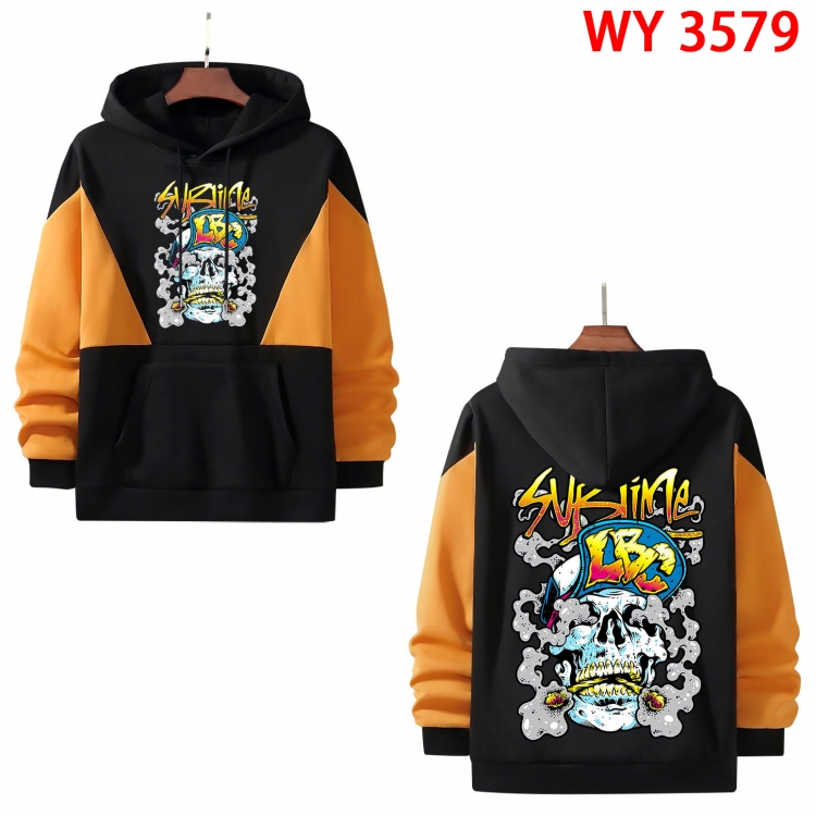 Chaopai Anime color contrast patch pocket sweater from XS to 4XL WY-3579-3