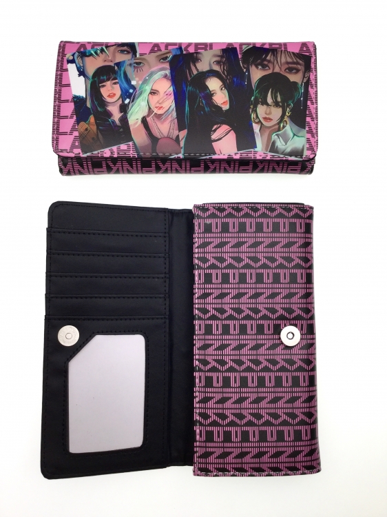 BLACK PINK Anime full color button PU long wallet 382