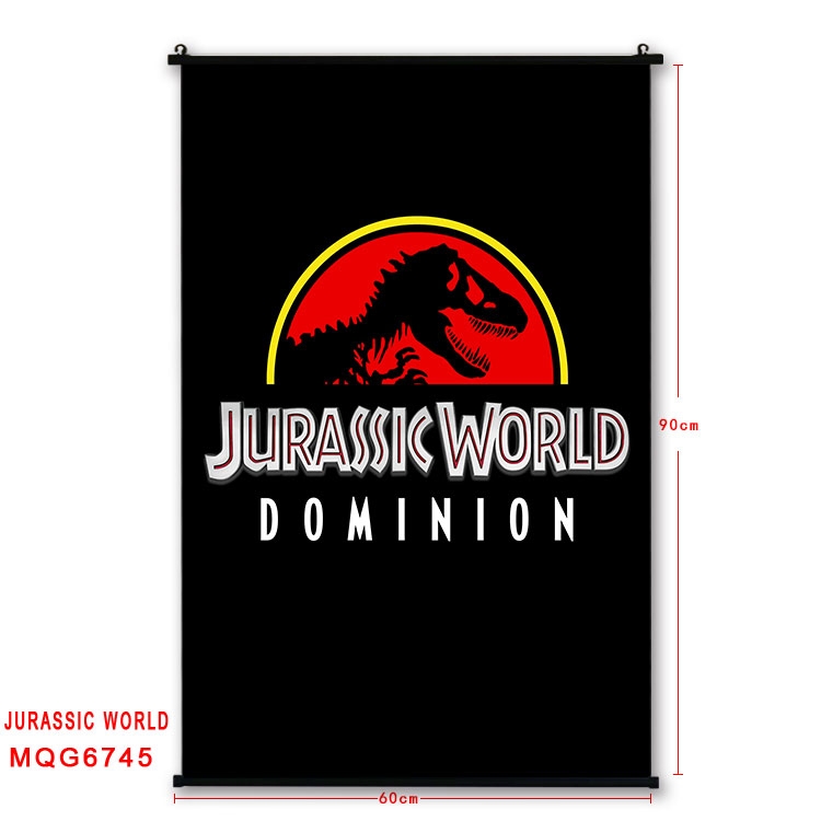 Jurassic World Anime black Plastic rod Cloth painting Wall Scroll 60X90CM MQG-6745