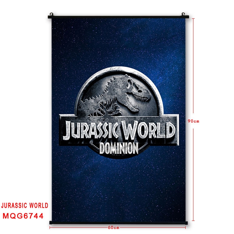 Jurassic World Anime black Plastic rod Cloth painting Wall Scroll 60X90CM MQG-6744