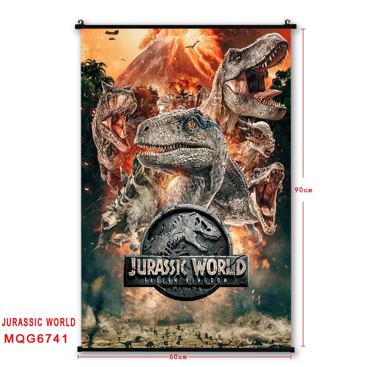 Jurassic World Anime black Plastic rod Cloth painting Wall Scroll 60X90CM MQG-6741