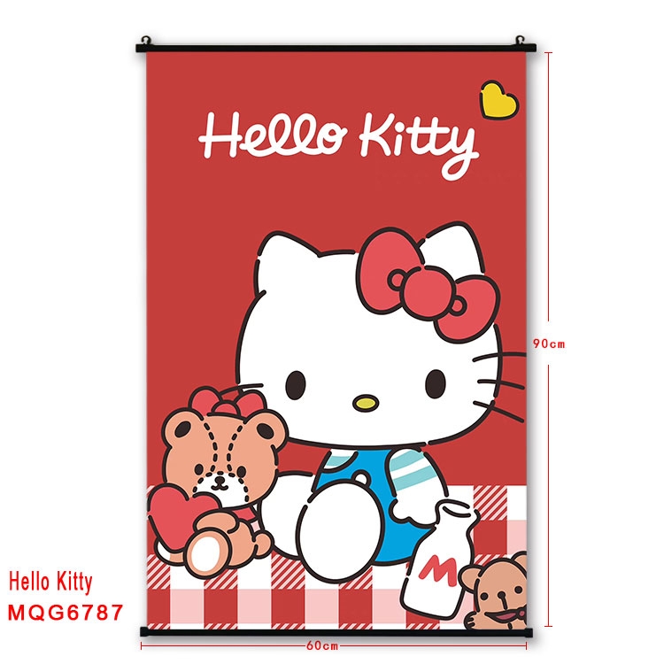 hello kitty Anime black Plastic rod Cloth painting Wall Scroll 60X90CM MQG-6787