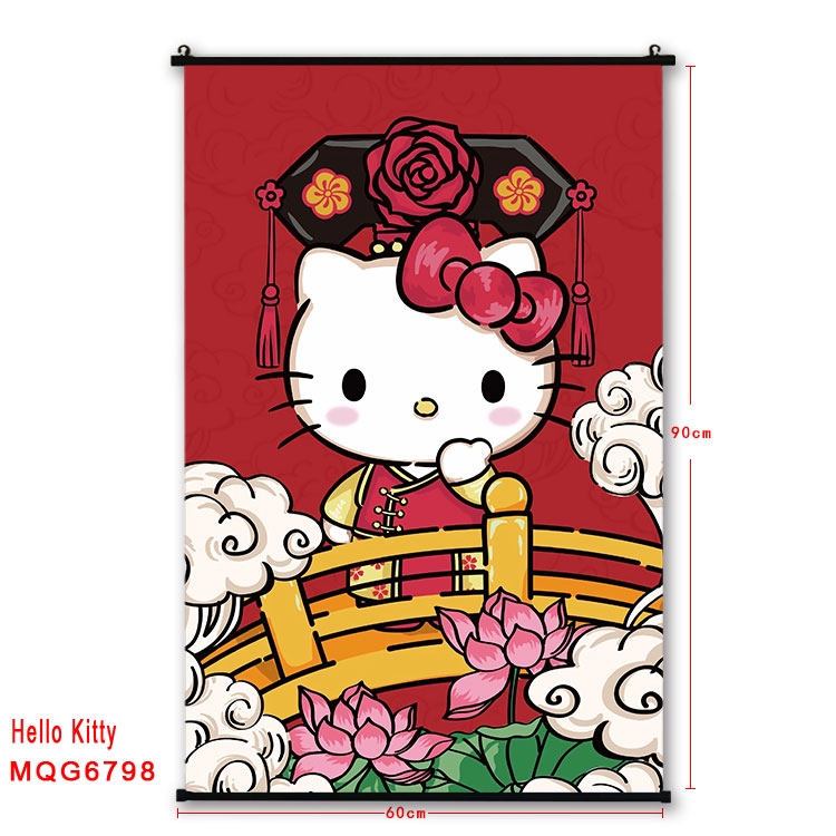 hello kitty Anime black Plastic rod Cloth painting Wall Scroll 60X90CM MQG-6798