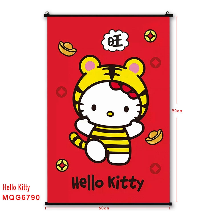 hello kitty Anime black Plastic rod Cloth painting Wall Scroll 60X90CM MQG-6790