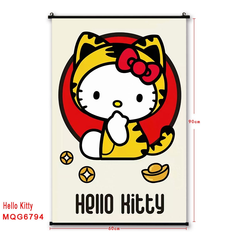 hello kitty Anime black Plastic rod Cloth painting Wall Scroll 60X90CM MQG-6794