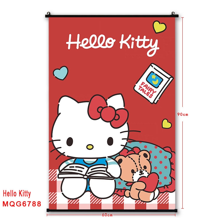 hello kitty Anime black Plastic rod Cloth painting Wall Scroll 60X90CM MQG-6788